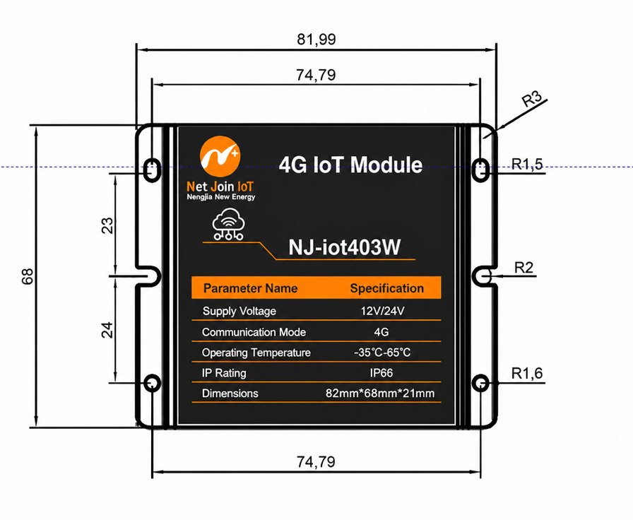 Wi-SUN Solar Light Controller Dimensions view